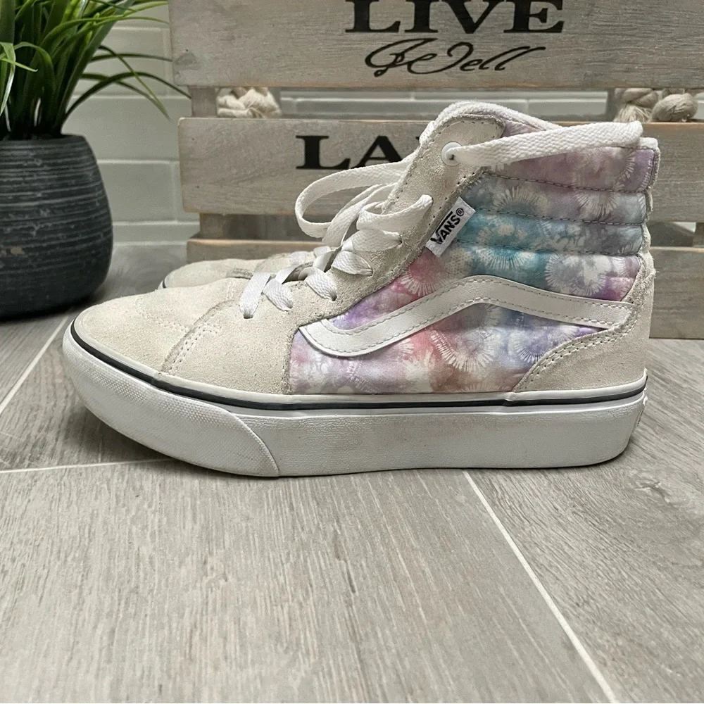 Vans Filmore Hi Tie Dye Heart Purple Pink Youth 4.5 Unisex Skate Shoes